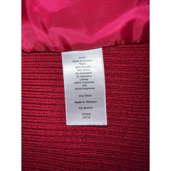 Talbots Size Large Quilted VEST Pink Diamond Wool Blend Snap Front 12 /14 Berry - Picture 8 of 8